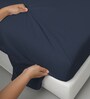 Dark Blue Solid 400 TC Cotton Super King Sized Bedsheet with 4 Pillow Covers