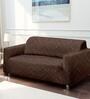 Dark Brown Abstract Polyester 73x57 Inches 2 Seater Sofa Cover