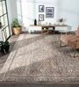 Dark Brown Abstract Polyester 59x32 Inches Machine Made Floor Runner
