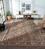 Dark Brown Abstract Polyester 59x32 Inches Machine Made Floor Runner