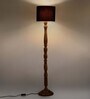 Dark Brown Floor Lamp With Black Cotton Shade