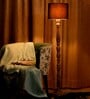 Dark Brown Floor Lamp With Black Cotton Shade