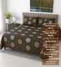 Dark Brown Floral 400 TC Cotton Super King Size Bedsheet with 2 Pilllow covers Essential Series Collection