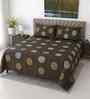Dark Brown Floral 400 TC Cotton Super King Size Bedsheet with 2 Pilllow covers Essential Series Collection