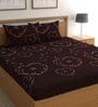 Brown Abstract Bohemya 160 TC Microfiber Queen Sized Bedsheet with 2 Pillow Covers