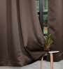 Dark Brown Polyester Solid 5ft Blackout Eyelet Window Curtain