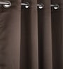 Dark Brown Polyester Solid 5ft Blackout Eyelet Window Curtain