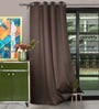 Dark Brown Polyester Solid 7ft Blackout Eyelet Door Curtain