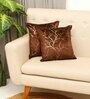 Dark Brown Printed Velevt 2 Cushion Covers