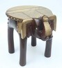 Superior Dark Brown Wooden Brass Metal Polish Big Elephant Stool