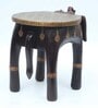 Degrees Dark Brown Wooden Brass Metal Polish Big Elephant Stool