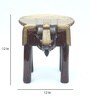 Tale Dark Brown Wooden Brass Metal Polish Big Elephant Stool