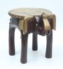 Superior Dark Brown Wooden Brass Metal Polish Big Elephant Stool