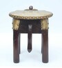 Superior Dark Brown Wooden Brass Metal Polish Big Elephant Stool