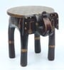 Degrees Dark Brown Wooden Brass Metal Polish Big Elephant Stool