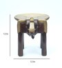 Superior Dark Brown Wooden Brass Metal Polish Big Elephant Stool