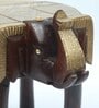 Superior Dark Brown Wooden Brass Metal Polish Big Elephant Stool