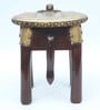 Tale Dark Brown Wooden Brass Metal Polish Big Elephant Stool