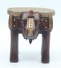 Forest Dark Brown Wooden Brass Metal Polish Elephant Stool
