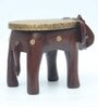 Forest Dark Brown Wooden Brass Metal Polish Elephant Stool