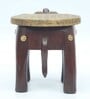 Forest Dark Brown Wooden Brass Metal Polish Elephant Stool