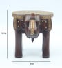 Forest Dark Brown Wooden Brass Metal Polish Elephant Stool