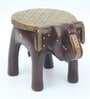 Forest Dark Brown Wooden Brass Metal Polish Elephant Stool