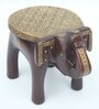 Forest Dark Brown Wooden Brass Metal Polish Elephant Stool