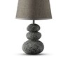 Dark Gray Table Lamp Modern Design Fabric Lampshade Pebble Shaped Ceramic Base