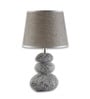 Dark Gray Table Lamp Modern Design Fabric Lampshade Pebble Shaped Ceramic Base