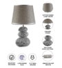 Dark Gray Table Lamp Modern Design Fabric Lampshade Pebble Shaped Ceramic Base