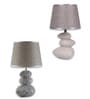 Dark Gray Table Lamp Modern Design Fabric Lampshade Pebble Shaped Ceramic Base