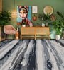 Grey Abstract Viscose 8 ft x 10 ft Hand Tufted Carpet