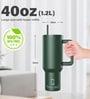 Dark Green 1200ml Stainless Steel Double Insulated Leak Proof Coffee Tumbler with Lid & Straw