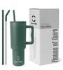 Dark Green 1200ml Stainless Steel Double Insulated Leak Proof Coffee Tumbler with Lid & Straw