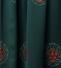 Dark Green Floral Cotton 8 Ft Blackout Rod Pocket Door Curtain