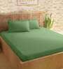 Dark Green Geometric 210 TC 100% Cotton 1 Double King Size Bedsheet with 2 Pillow Cover