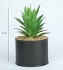 Polyester Dark Green Elegant Succulent With Metal Pot Artificial Plants