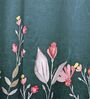 Dark Green Polyester Floral 7ft Room Darkening Eyelet Door Curtains (2 Pc)