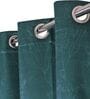 Dark Green Polyester Floral 7ft Room Darkening Eyelet Door Curtains (2 Pc)