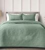 Dark Green Solid GSM 300 Pure Cotton King Size Bedcover With 2 Pillow Covers
