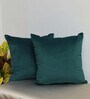 Dark Green Solid Velvet 16 x 16 Inches Cushion Covers (Set of 2)