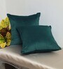 Dark Green Solid Velvet 16 x 16 Inches Cushion Covers (Set of 2)