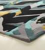Buy Dark Green Wool And Art Silk Abstract 5 x 7 Feet Hand Tufted Carpet