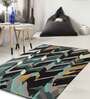 Buy Dark Green Wool And Art Silk Abstract 5 x 7 Feet Hand Tufted Carpet