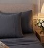 Dark Grey 400TC  Solid Embroidery Superking Bedsheet with 2 Pillow Covers
