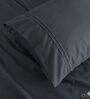Dark Grey 400TC  Solid Embroidery Superking Bedsheet with 2 Pillow Covers