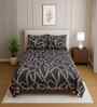 Dark Grey Abstract 210 TC Mix Cotton Single Bed Size Bedsheet wih 2 Pillow cover Essential Series Collection