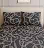 Dark Grey Abstract 210 TC Mix Cotton Single Bed Size Bedsheet wih 2 Pillow cover Essential Series Collection