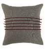 Dark Grey Cotton Blend Striped 16x16 inches Cushion Covers (Set of 1)